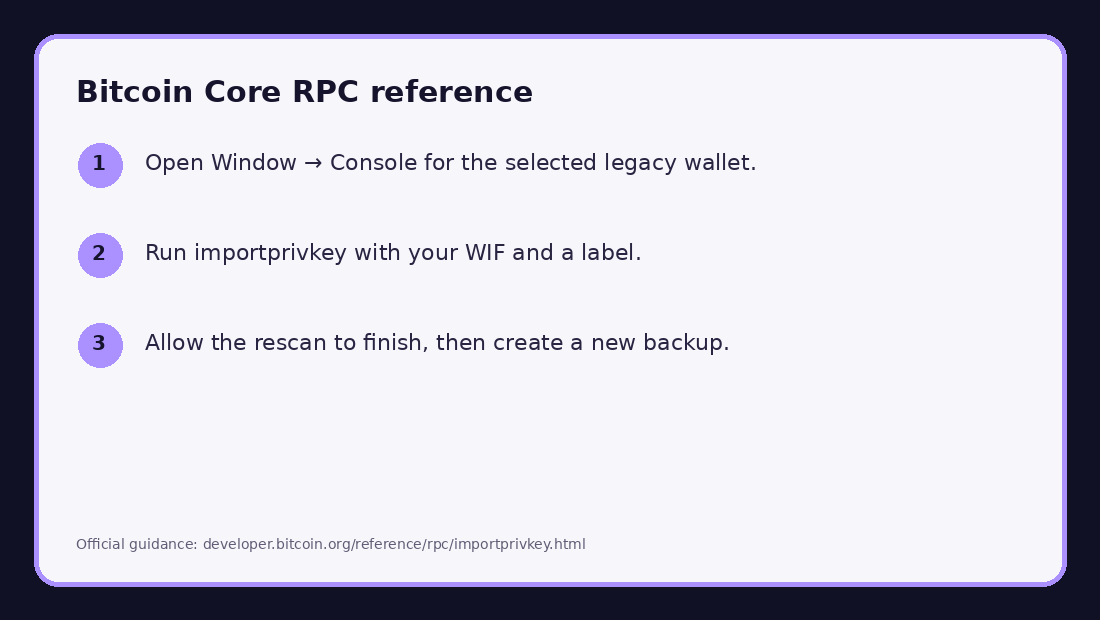 Annotated illustration for step 1: Use a legacy wallet